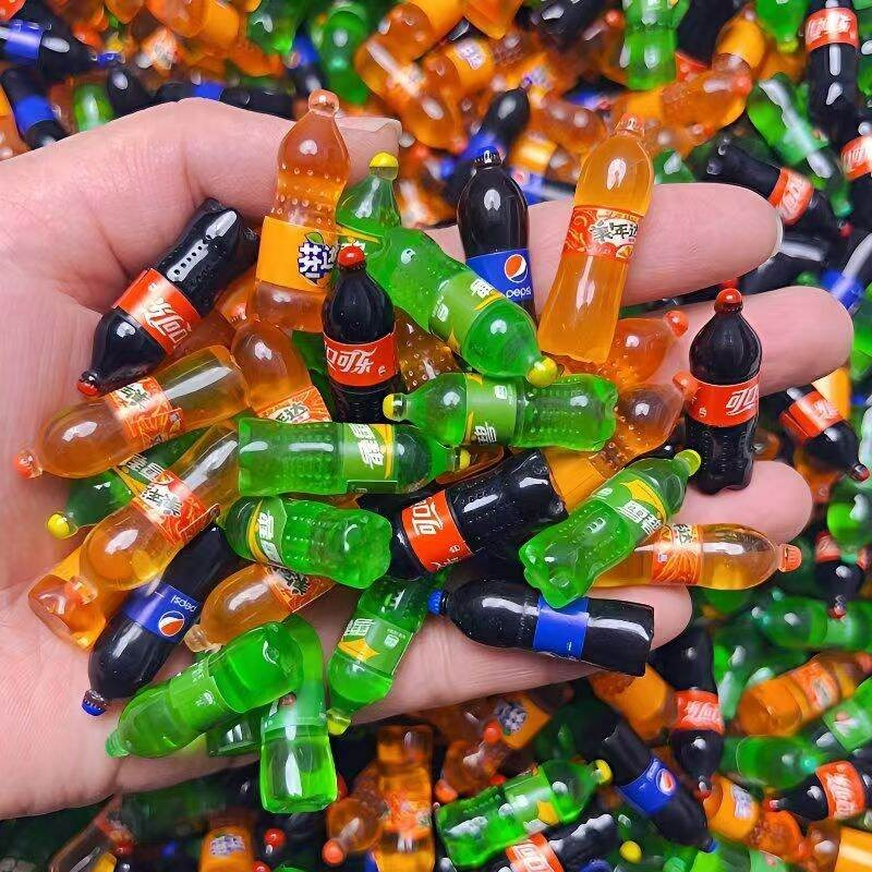 Resin Miniature Cold Drink Bottles 10 pcs